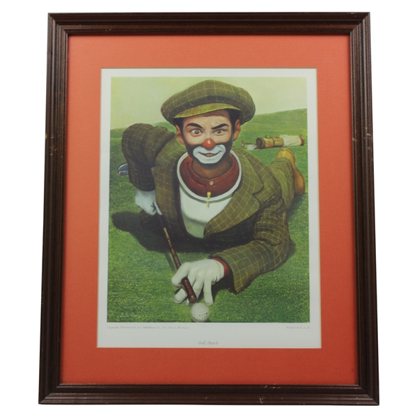 Classic Golf Shark Weary Willie Clown Golf Print - Framed