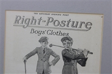 The Saturday Evening Post Golf Themed 'Right-Posture' Boy's Clothes Advertisement - Framed