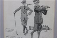 The Saturday Evening Post Golf Themed 'Right-Posture' Boy's Clothes Advertisement - Framed