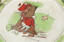 c.1920 Humorous Ceramic 'One Up & One To Play' Plate Made By Warwick