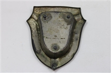 Unusual Triangular Silver Plated Metal Ashtray w/Golfer & Wings in Relief - Made in Occupied Japan