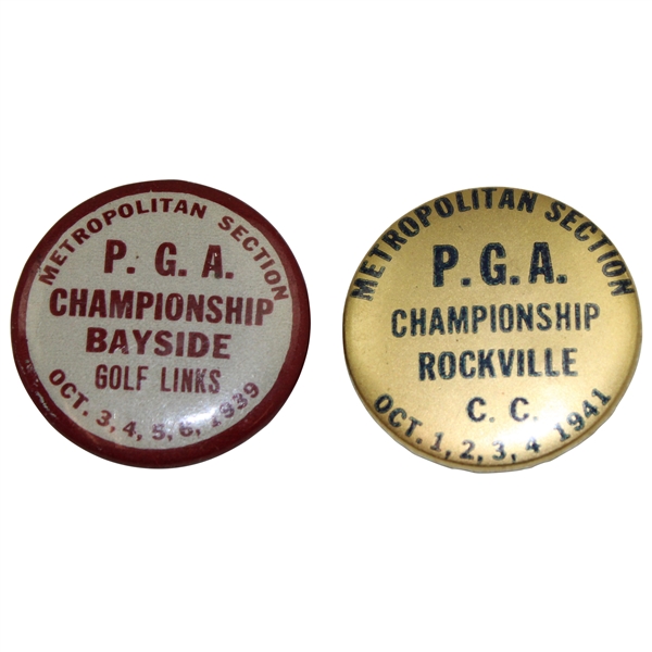 1939 & 1941 P.G.A. Metropolitan Section Championship Badges - Gene Sarazen & Al Brosch Wins