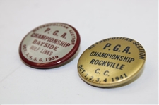 1939 & 1941 P.G.A. Metropolitan Section Championship Badges - Gene Sarazen & Al Brosch Wins