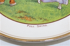 c.1920 Ceramic with Colorful Humorous 'Golf - Full Swing' Golf Scene Plate