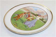 c.1920 Ceramic with Colorful Humorous 'Golf - Full Swing' Golf Scene Plate