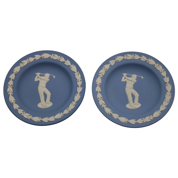 Two (2) Wedgwood 1950s Era Golfer in Relief Plates/Bowls with Raised Edge
