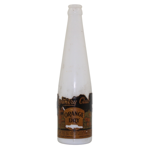 c.1930 Country Club Orange Dry Soda in White Milk Glass Bottle