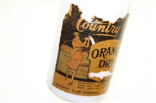 c.1930 Country Club Orange Dry Soda in White Milk Glass Bottle