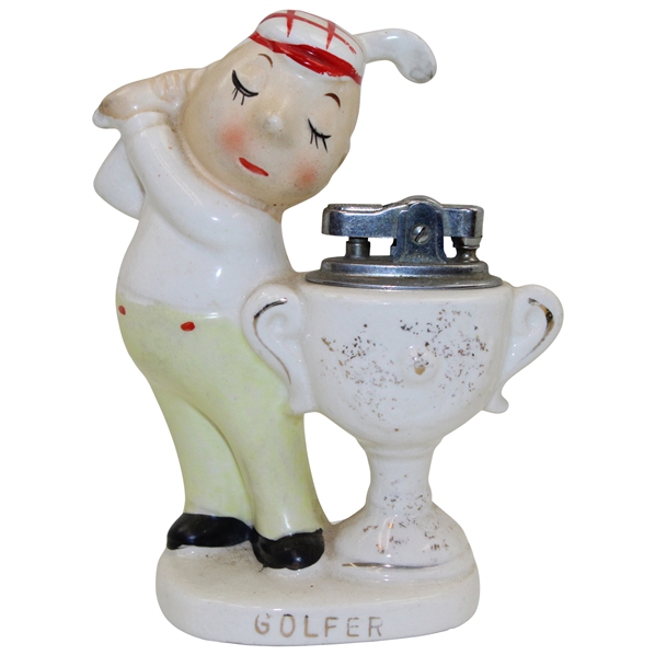 Ceramic 1962 Pre-Swing Golfer with Trophy Lighter - Amico Import - Japan