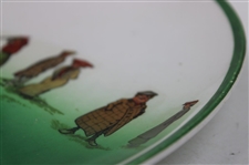 Post Swing Lady Golfer with caddie & Onlookers Ceramic Green Plate