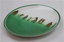 Post Swing Lady Golfer with caddie & Onlookers Ceramic Green Plate