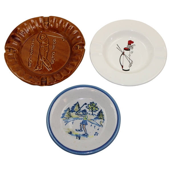 Three (3) Golf Themed Ceramic Plates - Zanesville Golf Club, Lady Golfer & Bag w/Clubs