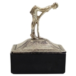 Putting Lady Golfer Metal Lid on Box