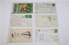 Eighty One (81) Various Early 1900's Laminated Golf Themed Post Cards