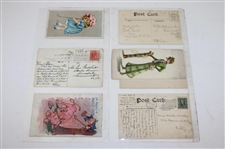 Eighty One (81) Various Early 1900's Laminated Golf Themed Post Cards