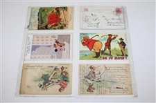 Seventy Eight (78) Various Early 1900's Laminated Golf Themed Post Cards