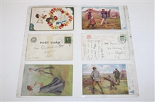 Seventy (72) Various Early 1900's Laminated Golf Themed Post Cards