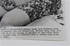 1960 Jack Nicklaus & Barbara Nicklaus 'Swimming with Bride To Be' Press Photo
