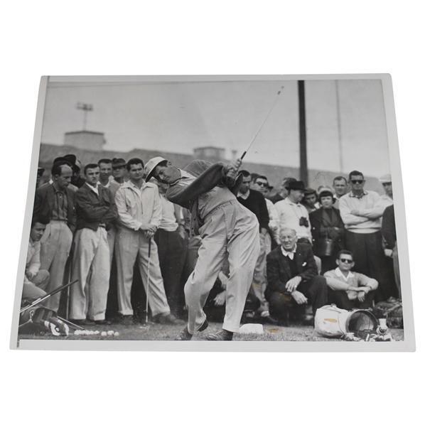 1956 Cary Middlecoff Post-Swing in Front of Crowd at 1956 LA Open Press Photo