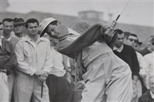 1956 Cary Middlecoff Post-Swing in Front of Crowd at 1956 LA Open Press Photo