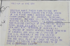 1958 Bobby Jones World Amateur at St. Andrews Hold-Up at the 4th Wire Photo 