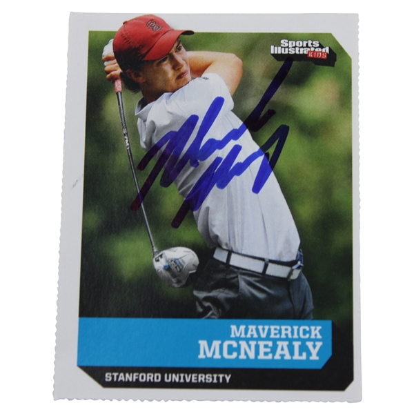 Maverick McNealy Signed 2015 Sports Illustrated Kids Golf Rookie Card #442 JSA ALOA