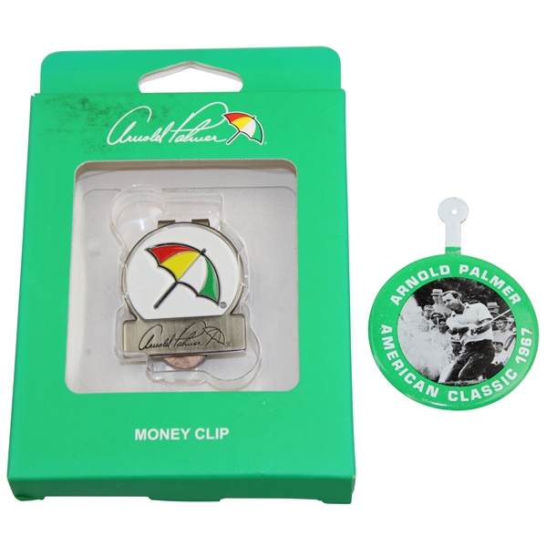 Arnold Palmer Money Clip & 1967 Arnold Palmer Game Tab/Button