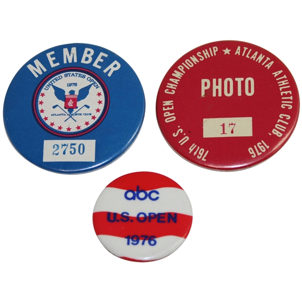 1976 US Open At Atlanta Athletic Club Member, Photo & ABC Buttons