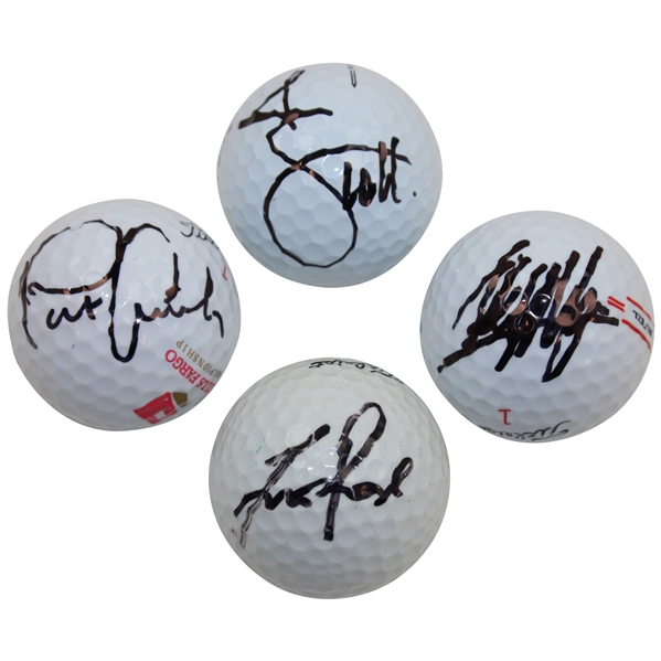Adam Scott, Justin Rose, Colin Morikawa & Patrick Cantlay Signed Logo Golf Balls  JSA ALOA