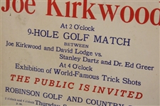 September 14 1950 Joe Kirkwood & David Lodge Vs Stanley Dartz & Ed Greer Super Golf Exhibition Poster
