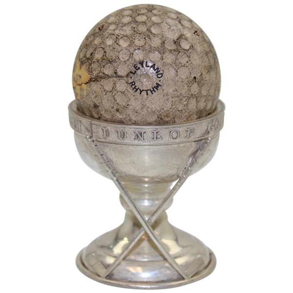 1929 Sterling Silver Dunlop Hole-In-One Award Trophy w/Leyland Dimple Golf Ball