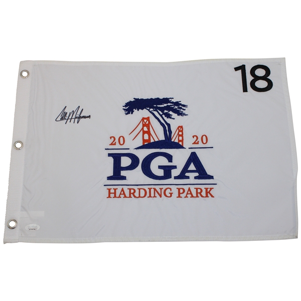 Colin Morikawa Signed 2020 PGA Championship at Harding Park Embroidered Flag JSA #WIT687361