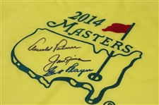 Palmer, Nicklaus & Player 'Big Three' Signed 2014 Masters Embroidered Flag JSA ALOA