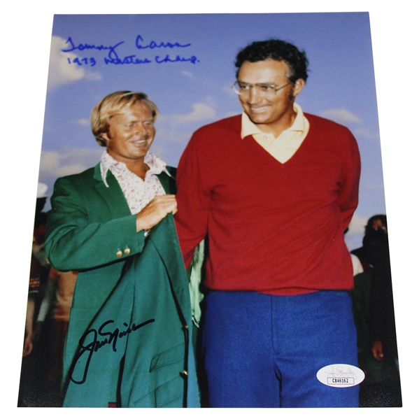 Jack Nicklaus & Tommy Aaron Dual Signed Green Jacket 8x10 Photo JSA #CB46162