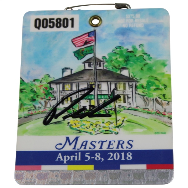 Patrick Reed Signed 2018 Masters Tournament SERIES Badge #Q05801 JSA ALOA