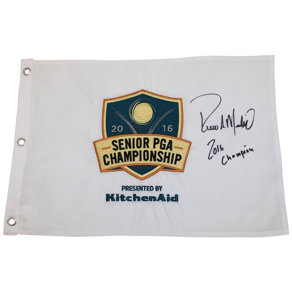 Rocco Mediate Signed 2016 Senior PGA Championship Embroidered Flag w/2016 Champion JSA ALOA