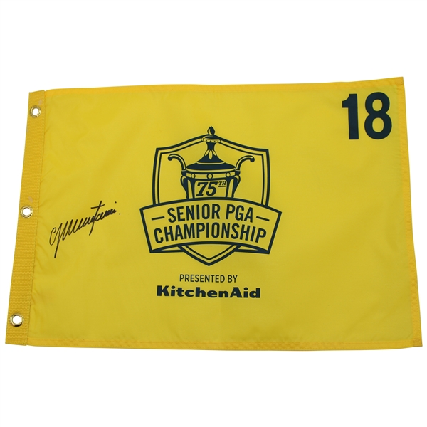 Colin Montgomerie Signed 2014 Senior PGA Championship Screen Flag JSA ALOA