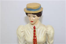 Two (2) Painted Cast Iron Male Golfer & Lady Golfer Doorstops