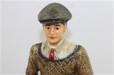 Two (2) Painted Cast Iron Male Golfer & Lady Golfer Doorstops