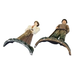 Two (2) Painted Cast Iron Male Golfer & Lady Golfer Doorstops