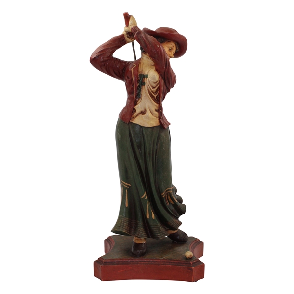 Large Vintage Lady Golfer Statue on Plinth