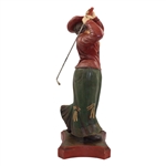 Large Vintage Lady Golfer Statue on Plinth