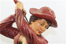 Large Vintage Lady Golfer Statue on Plinth