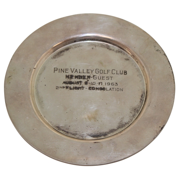 1963 Pine Valley Golf Club 2nd Flight Consolation Sterling Trophy Plate - August 10 
