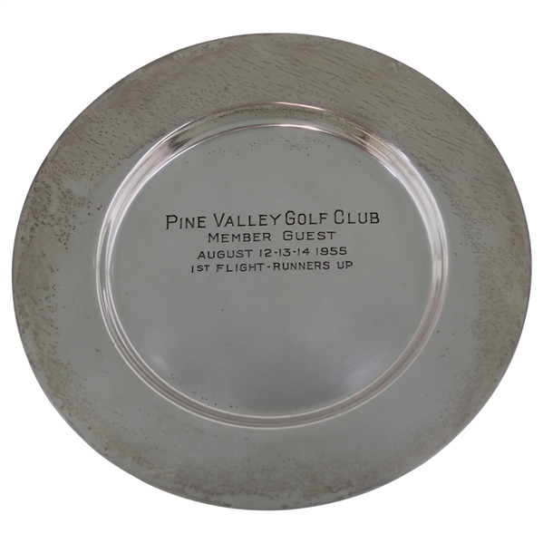 1955 Pine Valley Golf Club 1st Flight Runners Up Sterling Trophy Plate - August 12-14 