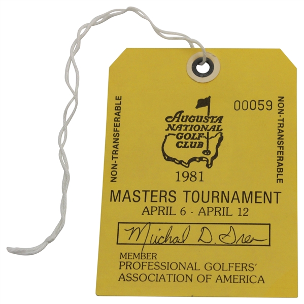 1981 Masters Tournament PGA Member SERIES Ticket #59 - Seldom Seen