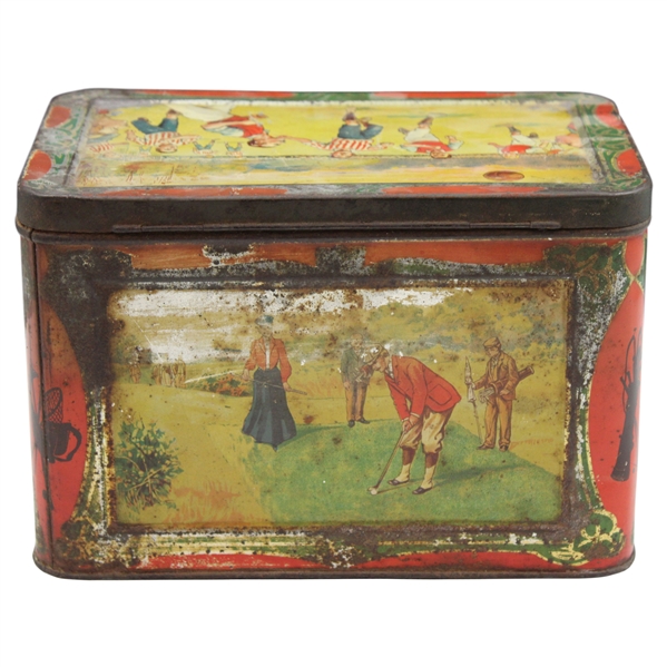 c.1900 Golf & other Sports Scenes Moss Rimmington & Co Mustard Barco Baking Soda Tin