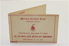 1930 US Amateur at Merion Official Scorecard - Bobby Jones Grand Slam