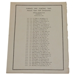 1934 US Open at Merion Saturday Final Round Official Pairing Sheet