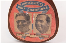Vintage Walter Hagen & Olin Dutra US Open Champions Wood Foldable Stool/Seat